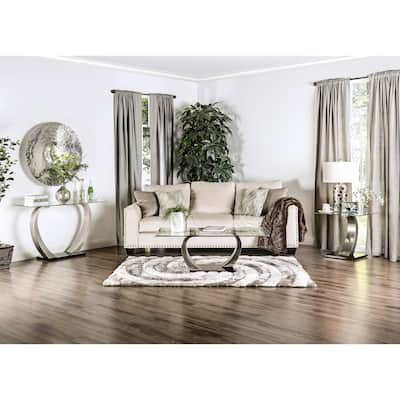 Odra Modern Silver 50-inch Glass Top 3-Piece Coffee Table Set by Furniture of America