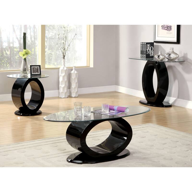 Opelle Modern 24-inch Glass Top Art O-shaped Round Side Table by Furniture of America