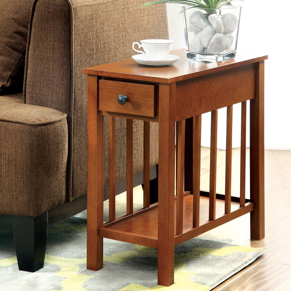 Furniture of America Alissa Rustic Oak 12-inch 1-shelf Side Table