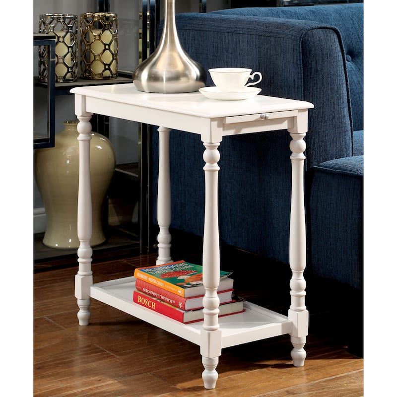 Quam Farmhouse White 25-inch Solid Wood 1-Shelf Side Table by Furniture of America
