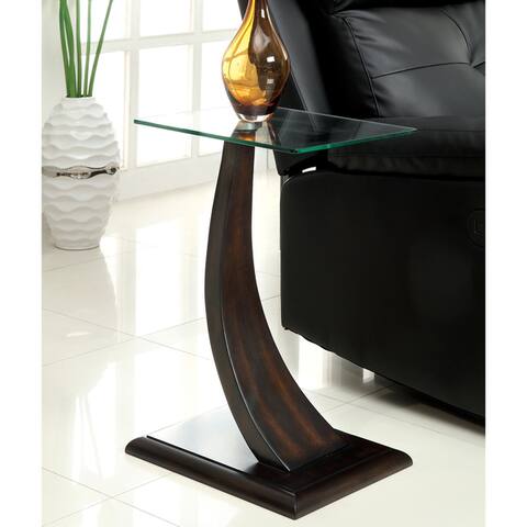 Furniture of America Zai Contemporary Walnut Solid Wood Side Table