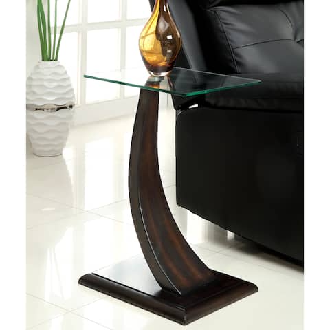 Furniture of America Zai Walnut 12-inch Solid Wood Side Table
