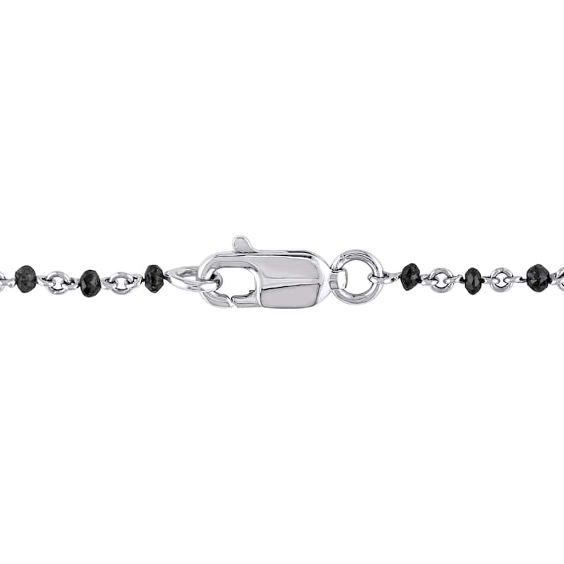 Miadora 14k White Gold South Sea Pearl 34 3/4ct TDW Black Diamond Necklace (11-12 mm) - Black/White