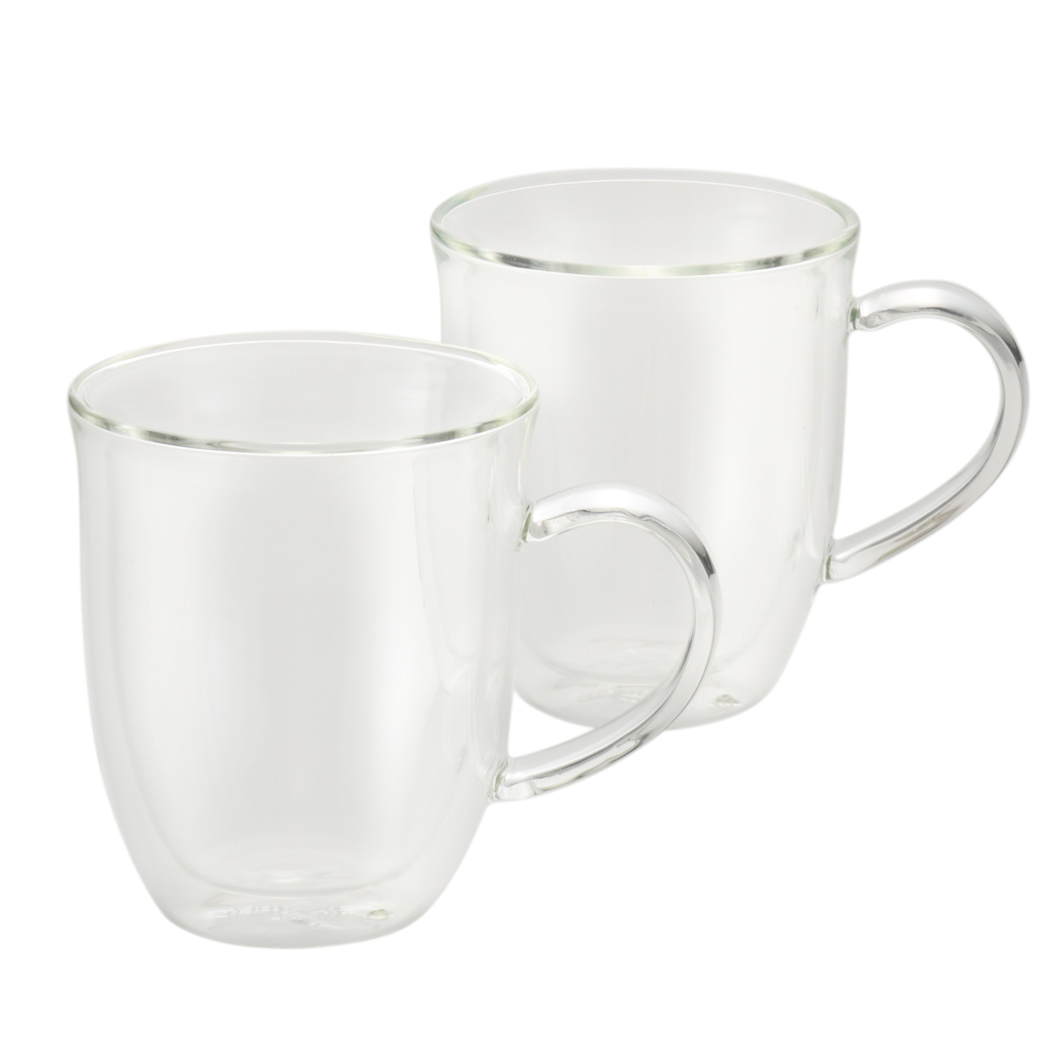 Homvare Coffee Mugs, Double Walled Borosilicate Glass Insulated Mug Set  with Handle Suitable for Both Hot and Cold Beverage, 12 oz - 2 Pack 