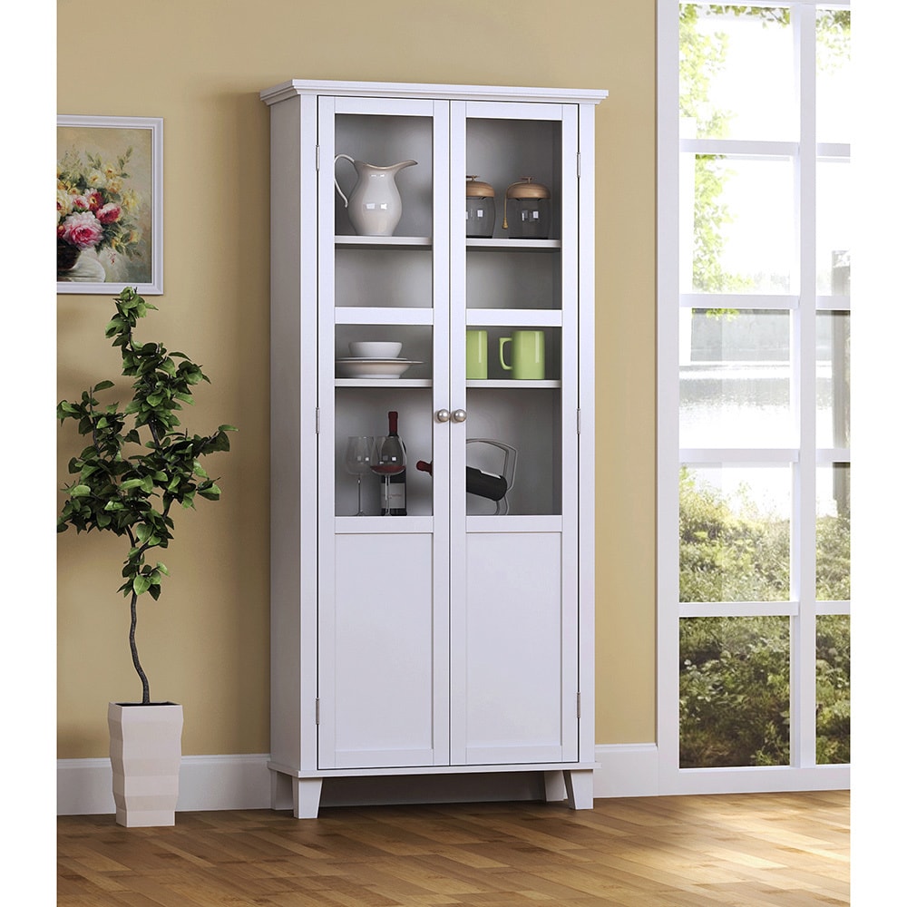 Shop Homestar 69 Inch Wood And Glass 2 Door Pantry Storage Cabinet