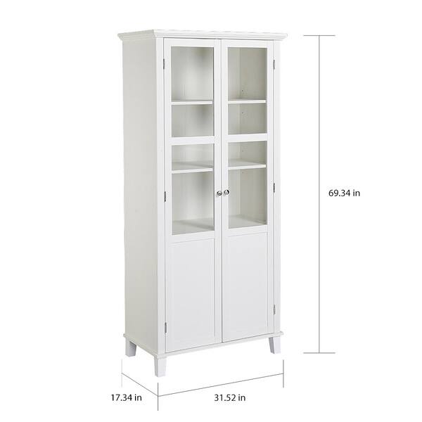 Shop Homestar 69 Inch Wood And Glass 2 Door Pantry Storage Cabinet