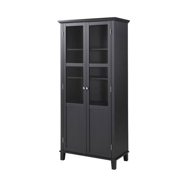 Shop Homestar 69 Inch Wood And Glass 2 Door Pantry Storage Cabinet