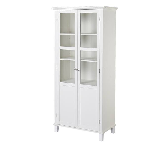 Shop Homestar 69 Inch Wood And Glass 2 Door Pantry Storage Cabinet