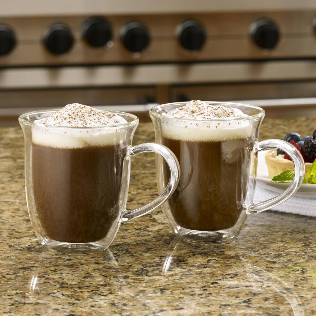 BonJour Coffee 2-Piece Insulated Glass Cappuccino Cup Set