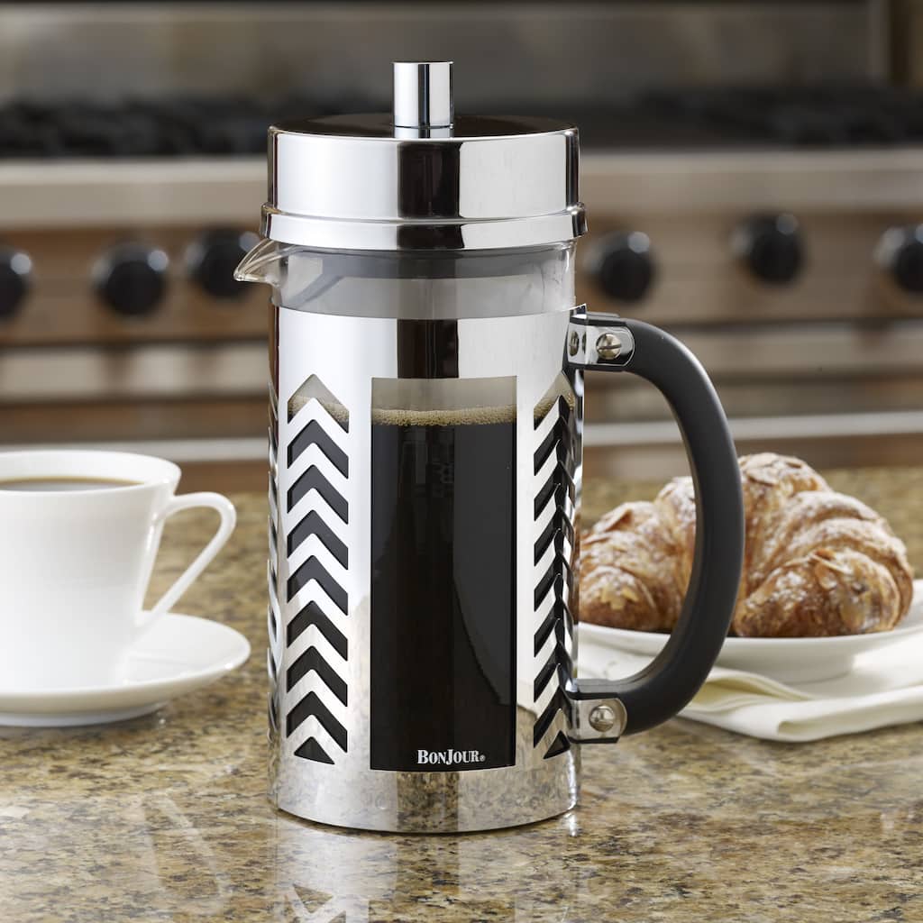 BonJour Coffee 8-cup Stainless Steel Chevron French Press