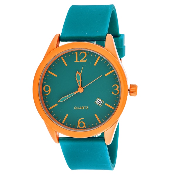 Xtreme Mens Orange Case with Turquoise Rubber Strap Classic Watch