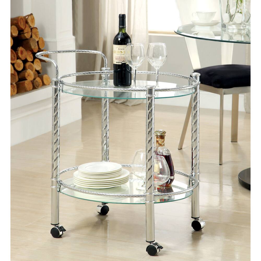 Silver Orchid O'Fredericks Contemporary Chrome 2-shelf Serving Cart