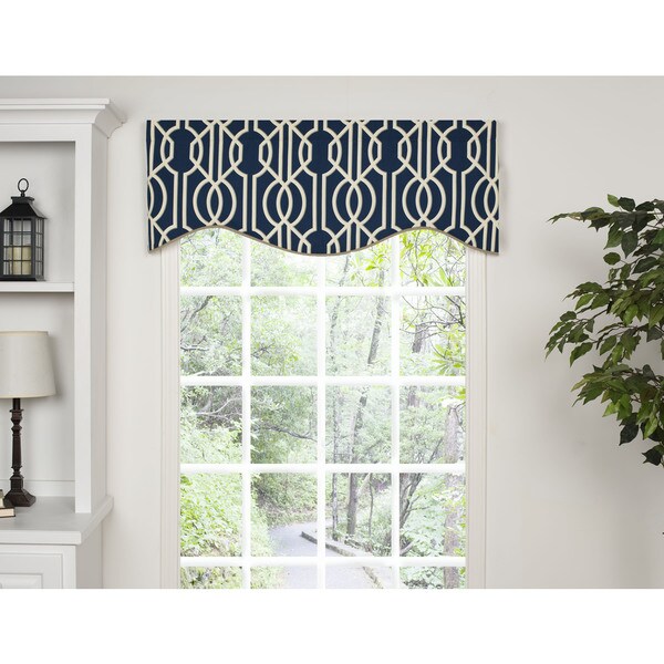 Andros Blue Lattice M-shaped Window Valance