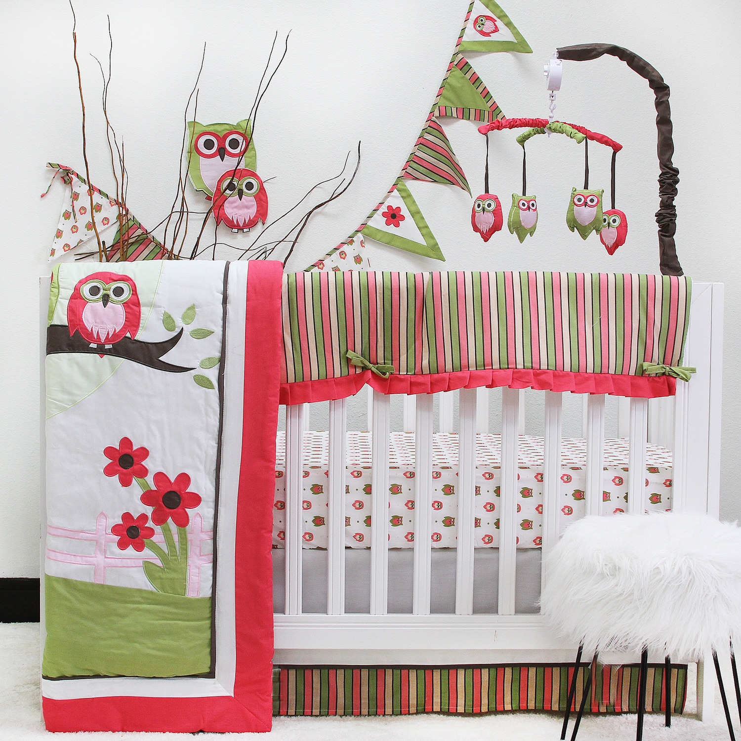 owl baby crib set