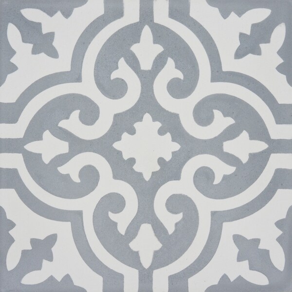 Argana in Grey and White Handmade 8x8-in Moroccan Tile (Pack 12)