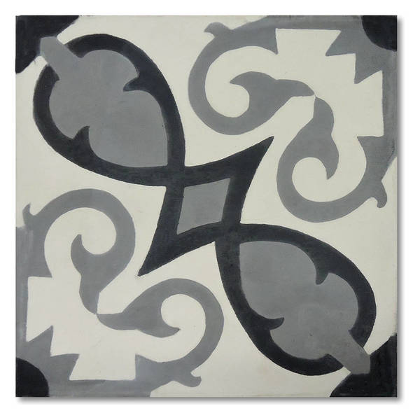 Agadir Royal Grey and Black Handmade 8x8-in Moroccan Tile (Pack 12)
