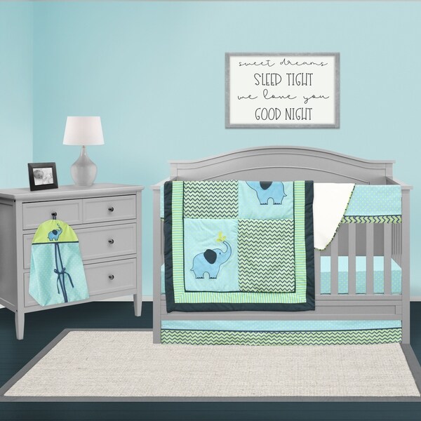 elephant chevron crib bedding