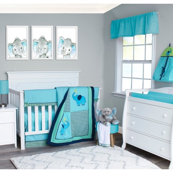 elephant chevron crib bedding