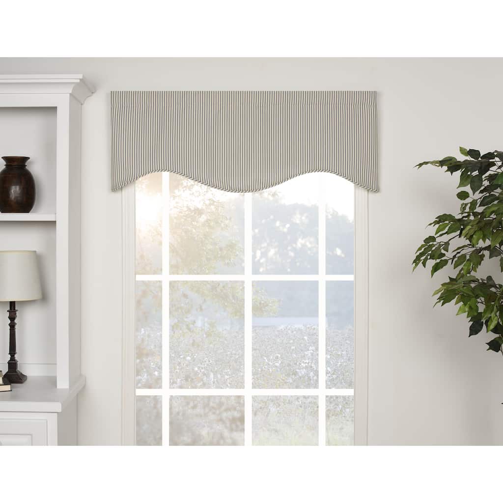 Ticking Stripe Blue Shaped Valance