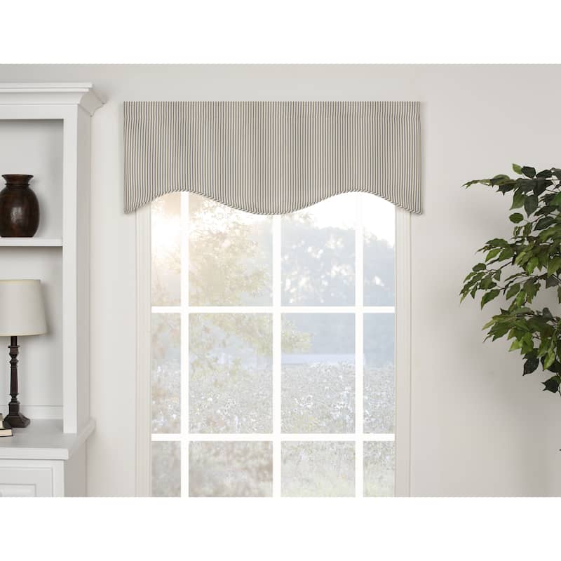 Ticking Stripe Blue Shaped Valance