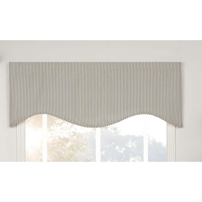 Ticking Stripe Blue Shaped Valance