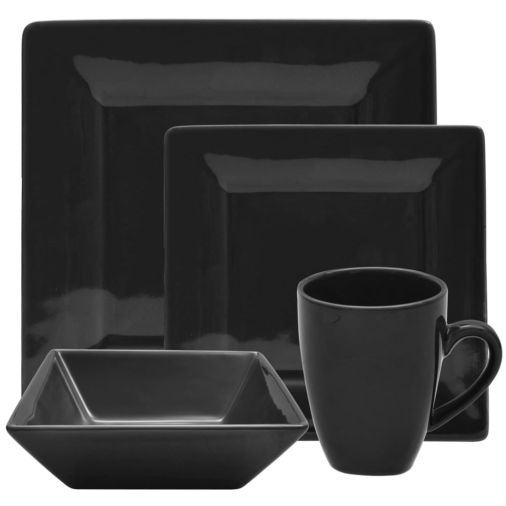 black and white square dinnerware