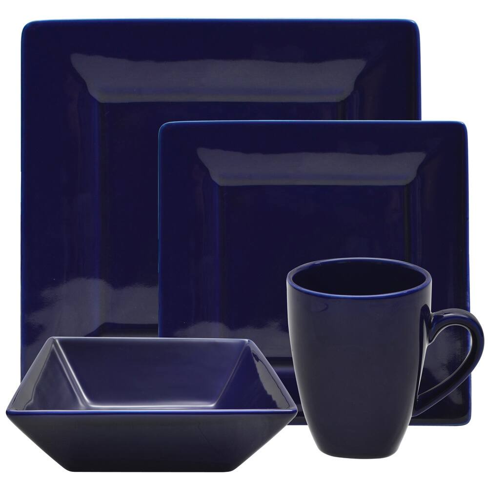 10 Strawberry Street Vivo 16-piece Cobalt Square Dinner Set
