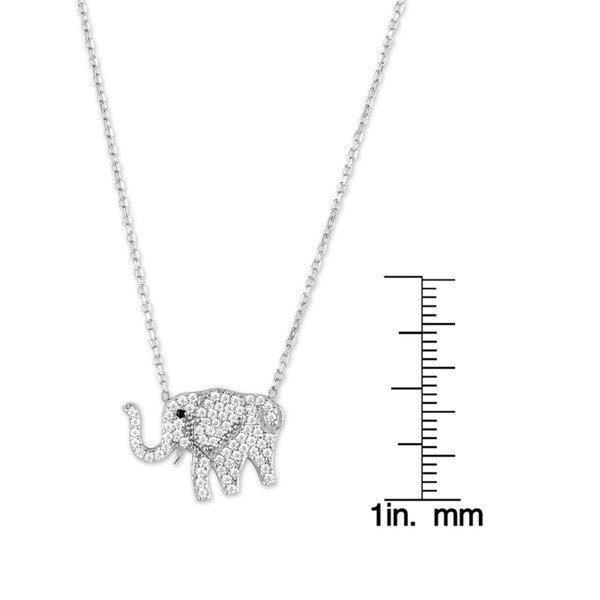 La Preciosa Sterling Silver CZ Elephant Necklace - Overstock - 9920942