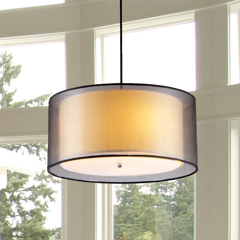 Jonah 3-light Double Drum Shade Pendant - Black