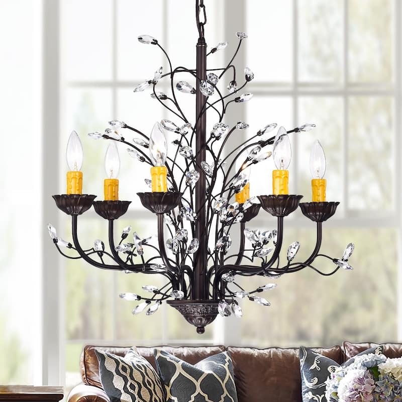 Kinsley Wonderland 6-light Crystal/ Bronze Chandelier - 15' x 23' x 23'