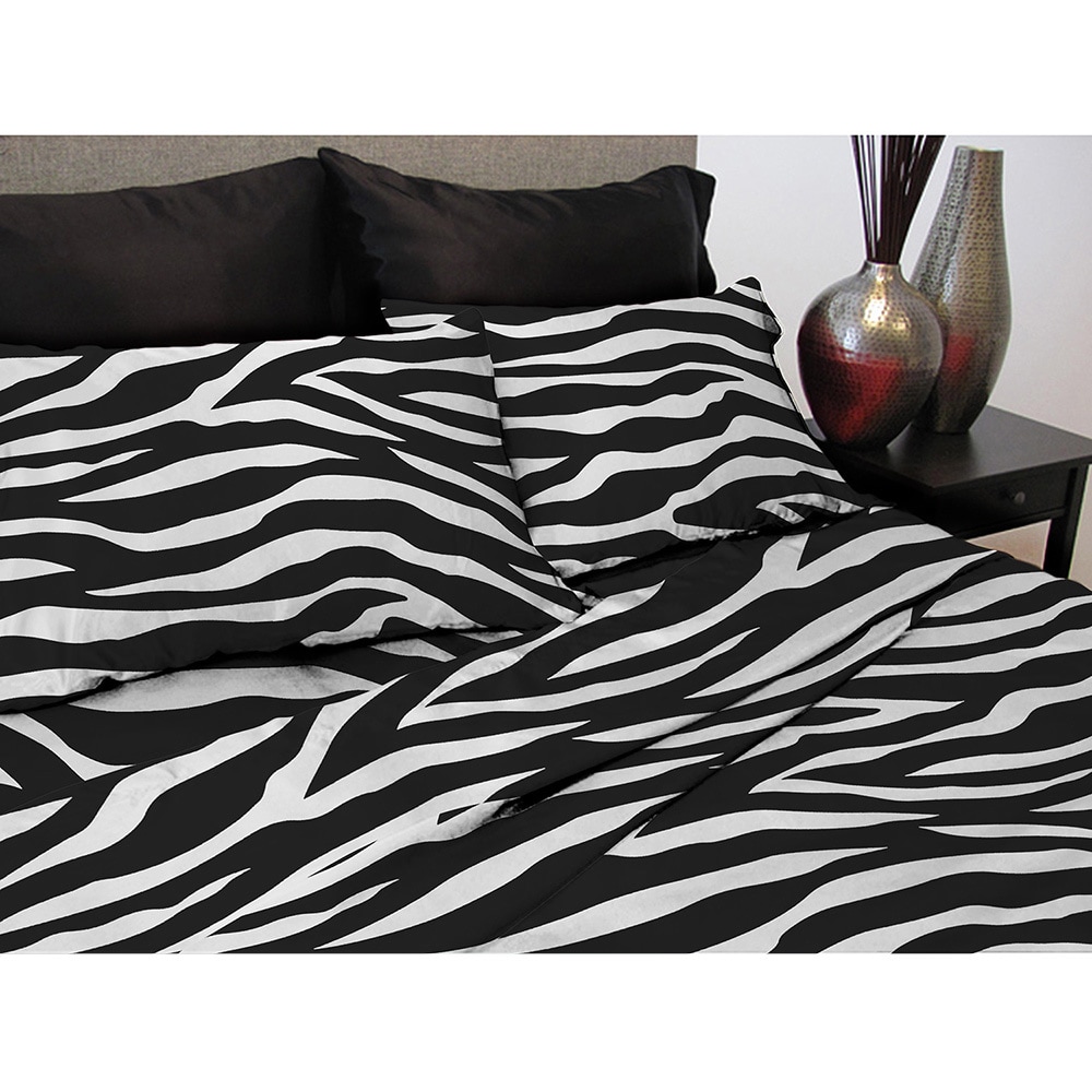 Satin Zebra Printed Sheet Set Zebra California King | eBay