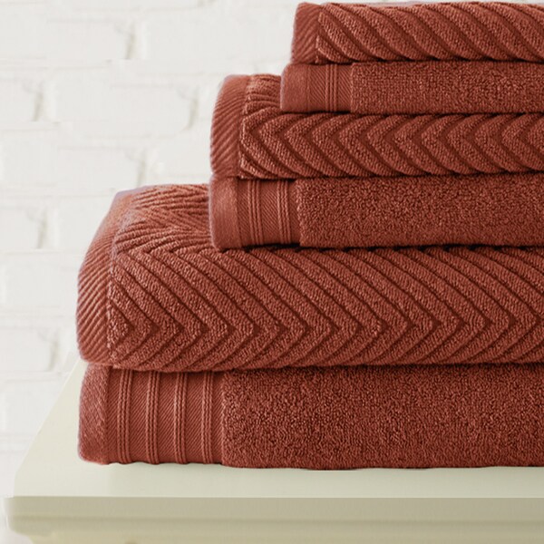Amraupur Overseas 6-piece Zero Twist Herringbone Towel Set