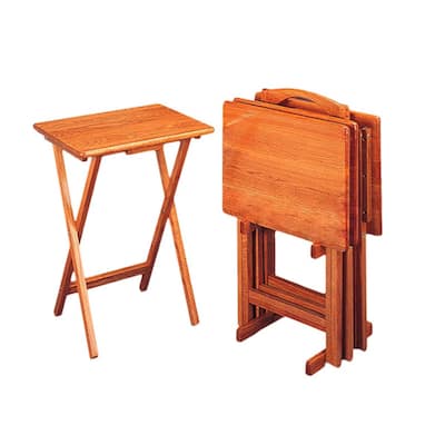 Casual 4-piece Tray Table Set with Stand