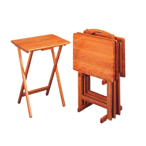 Casual 4-piece Tray Table Set with Stand