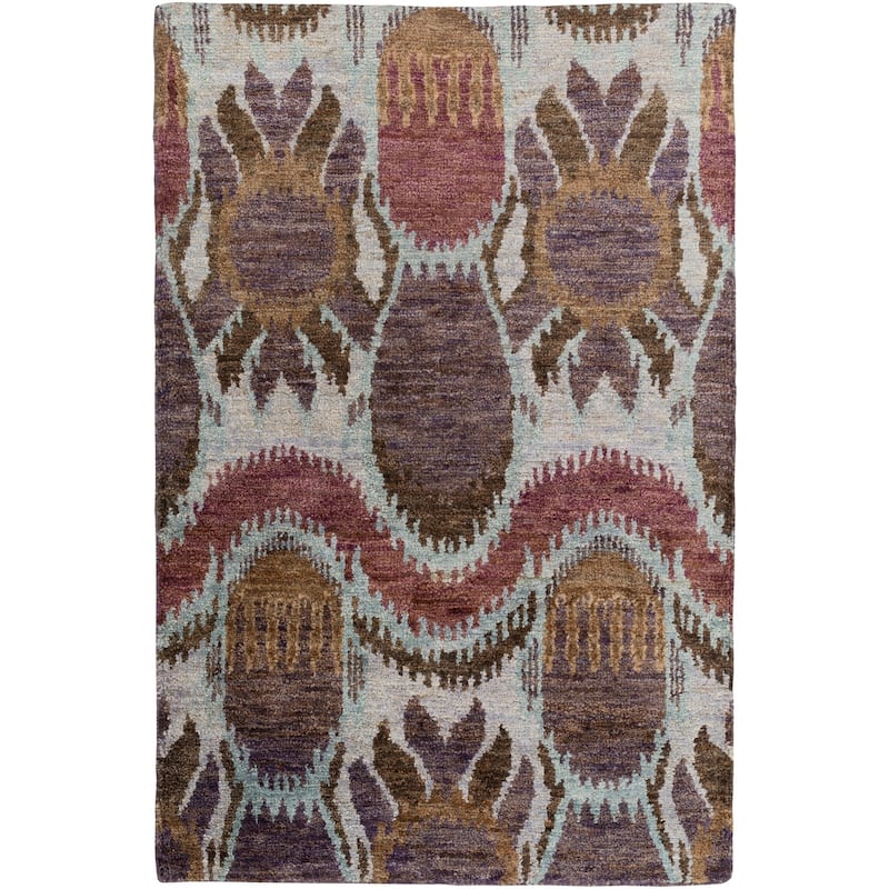 Hand-Knotted Vera Nature Area Rug - Purple - 5' x 8' - Rectangle