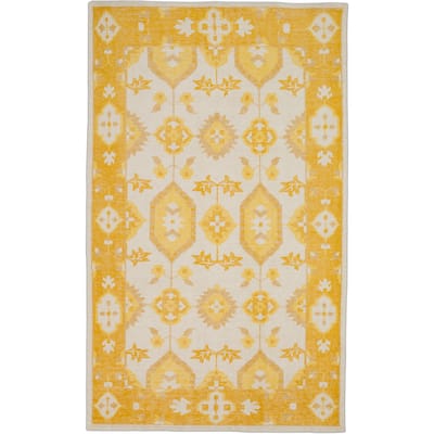 Hand-Knotted Leanna Border Wool Area Rug