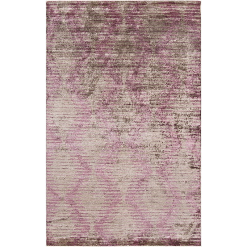 Hand-Knotted Brian Stripe Viscose Area Rug - 5' x 8' - 5' x 8' - 5' x 8' - Purple