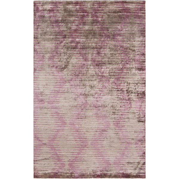 slide 2 of 6, Hand-Knotted Brian Stripe Viscose Area Rug - 5' x 8' - 5' x 8' 5' x 8' - Purple