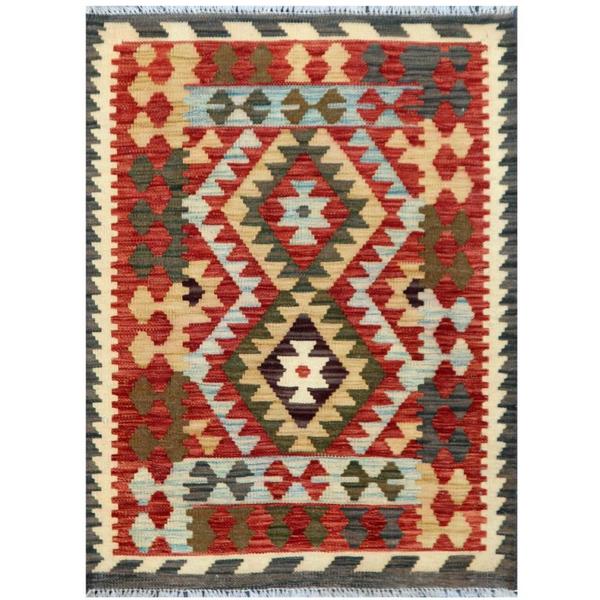 Handmade Herat Oriental Afghan Tribal Wool Kilim (Afghanistan) - 2'3 x 3'