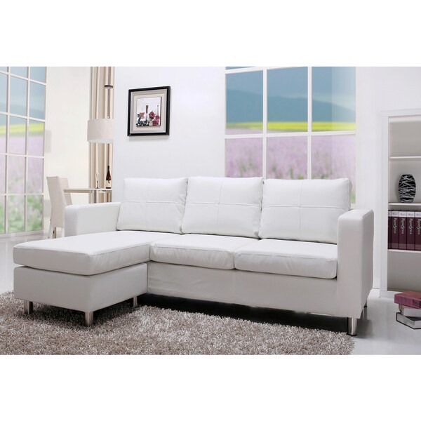 ABBYSON LIVING Bella White PU Leather Sectional Free Shipping Today