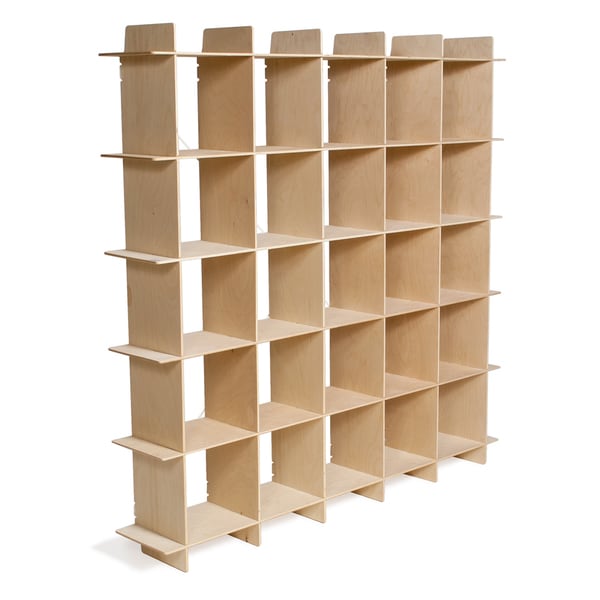 Mid-century 25 Cube Raw Baltic Birch Storage Bookcase - 17080113 