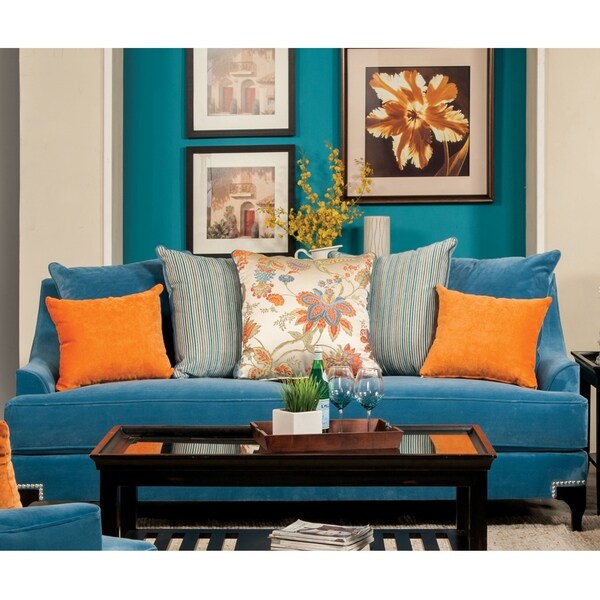 Furniture of America Keal Transitional Velvet Fabric Upholstered Sofa