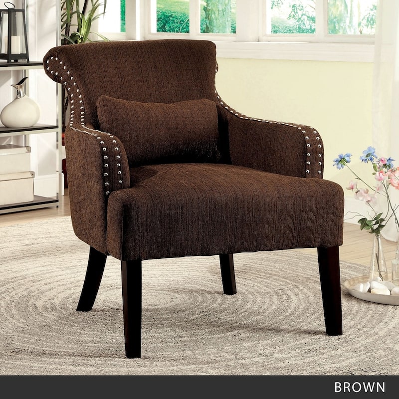 Nyer Contemporary Fabric Upholstered Accent Chair by Furniture of America - Brown