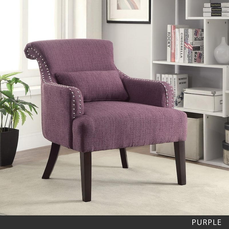 Nyer Contemporary Fabric Upholstered Accent Chair by Furniture of America - Purple