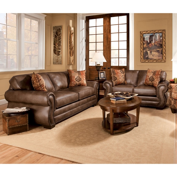 Shop Furniture of America Jorine 2-Piece Brown Leatherette Sofa Set ...
