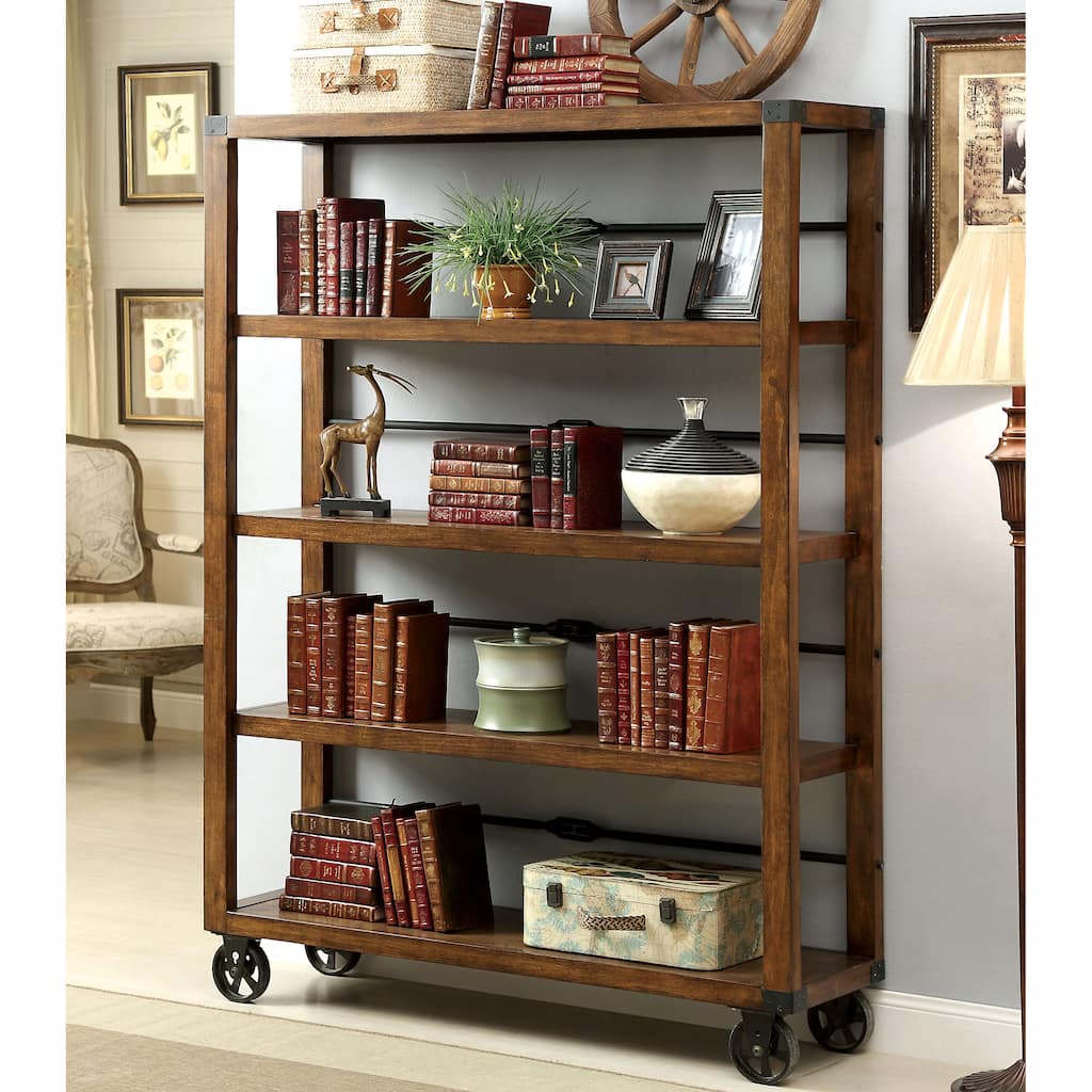 Furniture of America Taurin Urban 5-tier Bookshelf with Wheels