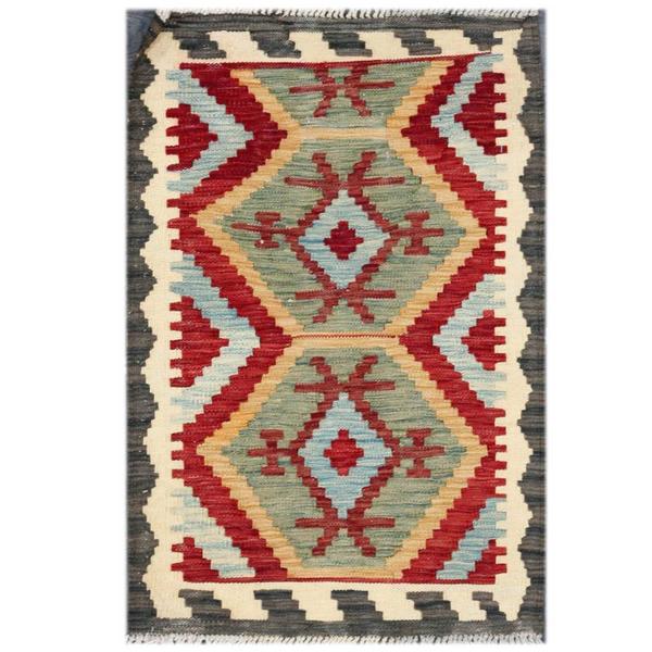 Herat Oriental Afghan Hand-woven Tribal Wool Kilim Rug (1'11 x 2'11) - 1'11 x 2'11