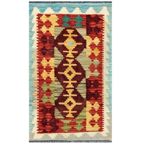 Handmade One-of-a-Kind Wool Kilim (Afghanistan) - 1'8 x 2'10