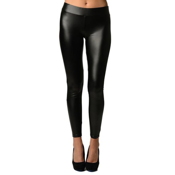 Shop Faux Leather Black Leggings Super Stretch By Dinamit - On Sale ...