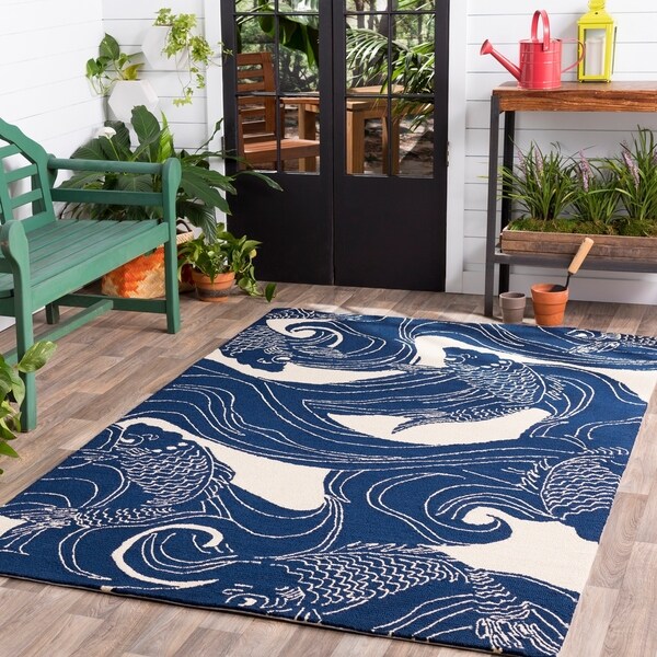 Hand Hooked Karp Coastal Area Rug 8 Round On